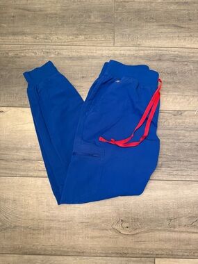 Figs Women's Royal Blue Joggers with Red Drawstring